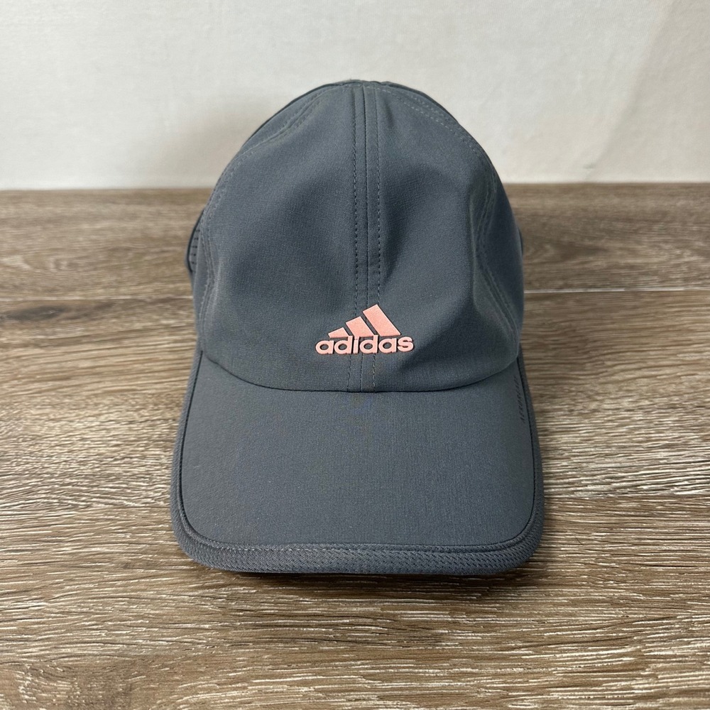 Adidas Women's Superlite II Cap Grey Six Pink Logo Adjustable Running Hat NWT